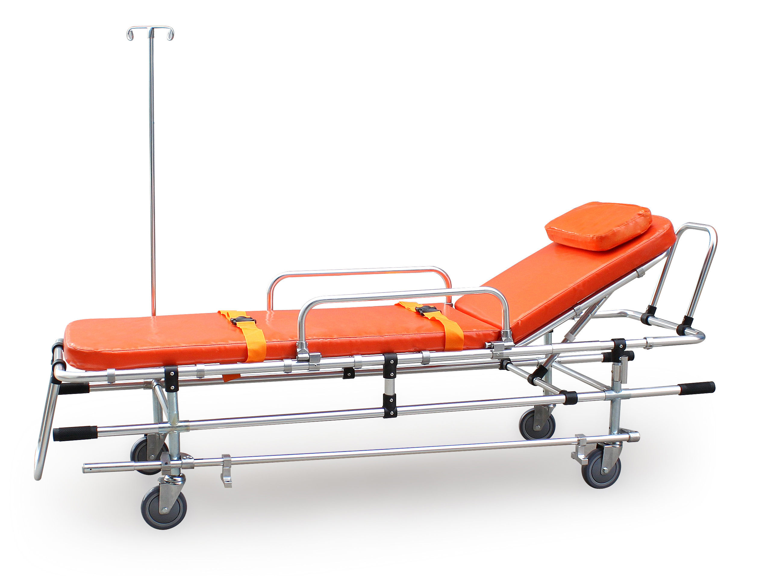 High Quality Convenient Folding Orange Hospital Aluminum Ambulance Stretcher