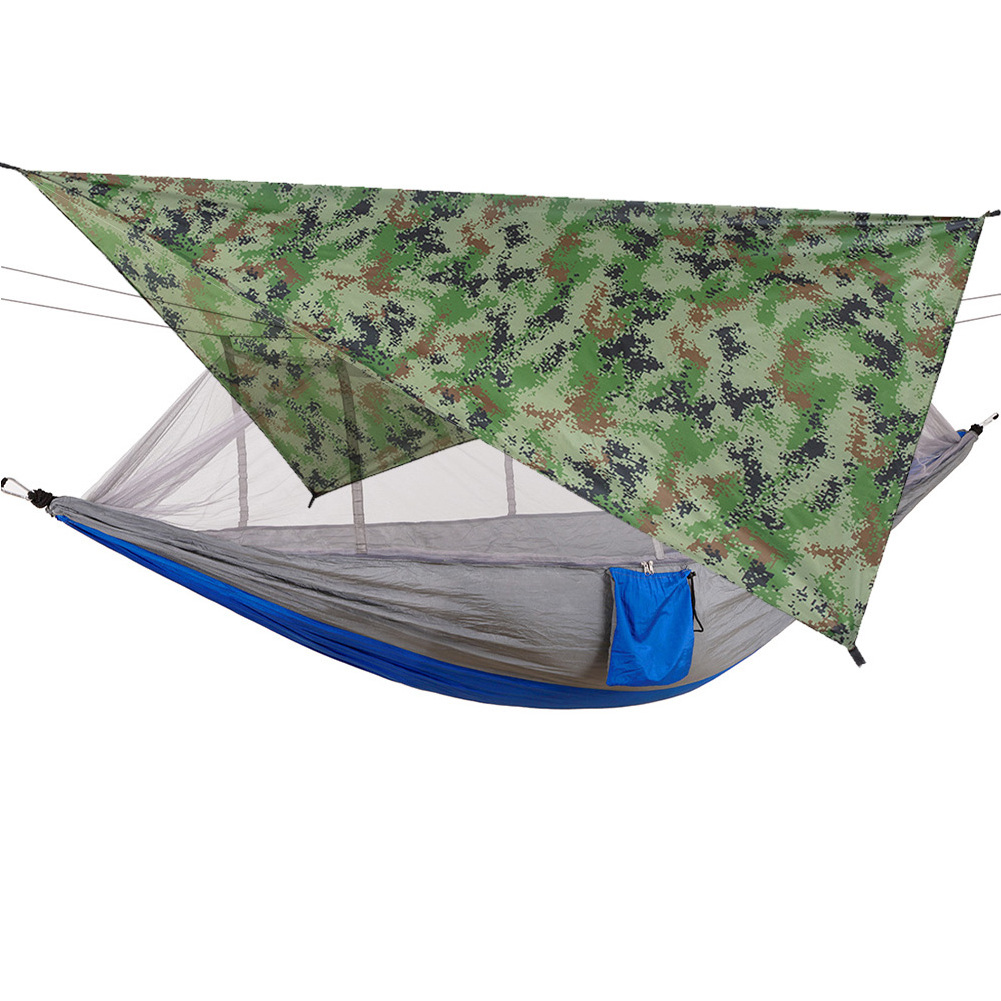 Hammock With Rain Fly And Mosquito Net Portable Sun-Shelter Waterproof Camouflage