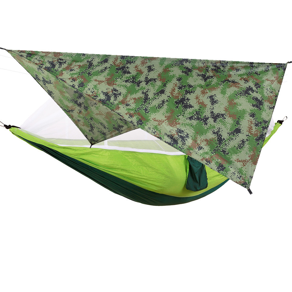 Hammock With Rain Fly And Mosquito Net Portable Sun-Shelter Waterproof Camouflage