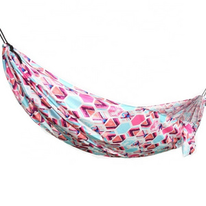 Portable Single Polyester Photo Printing Camping Hammock 275*145cm with adjustable Cinch Buckle