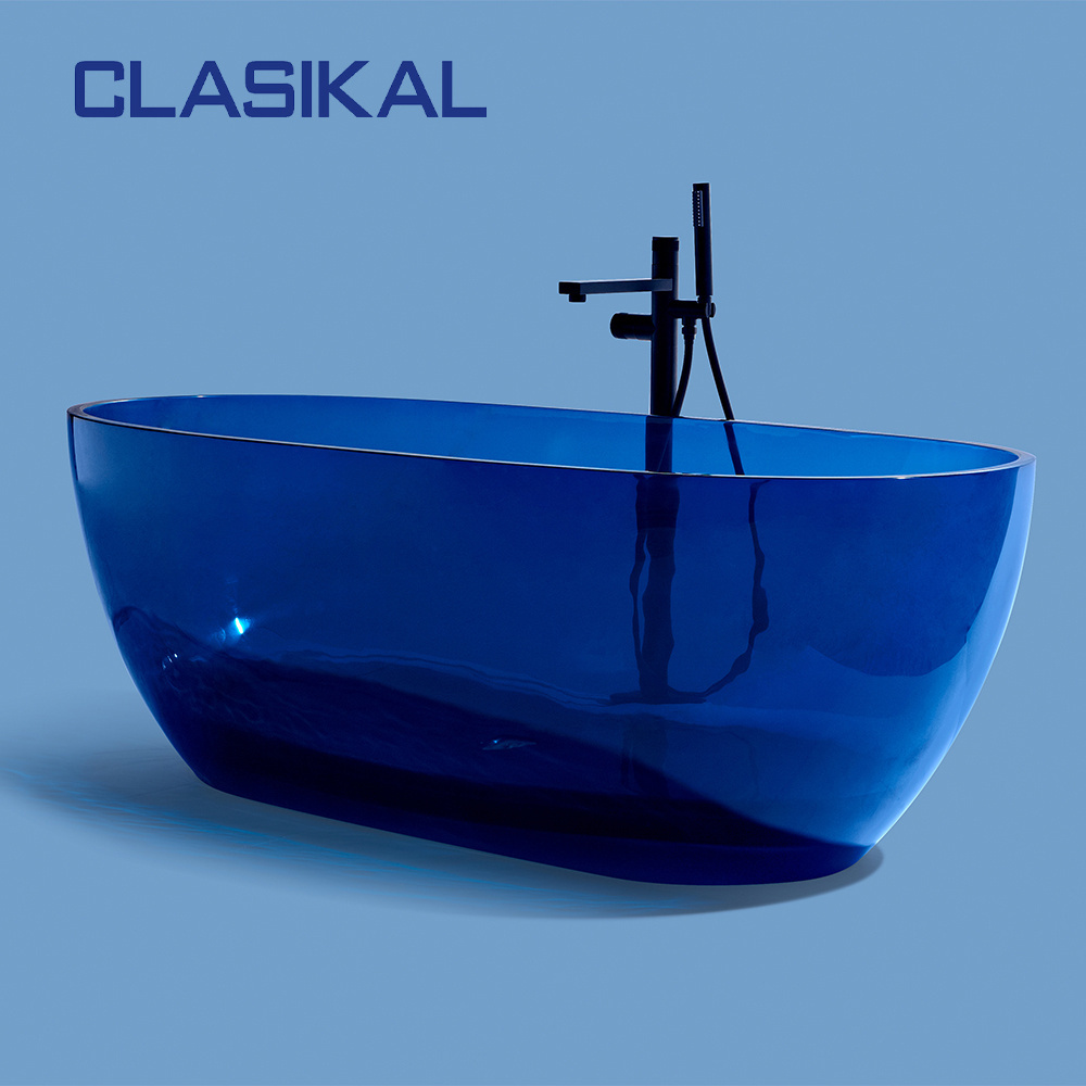 CLASIKAL High quality crystal bathtub for couples, transparent resin artificial stone independent oval bathtub