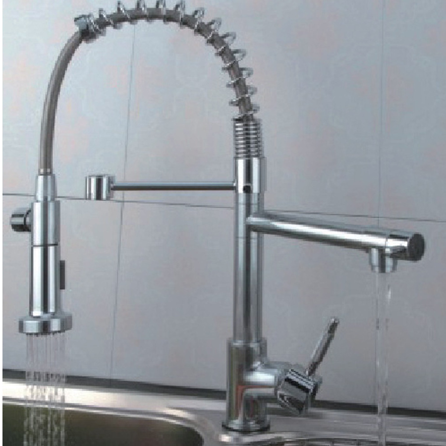 Three ways water out spring pull out kitchen faucet bronze