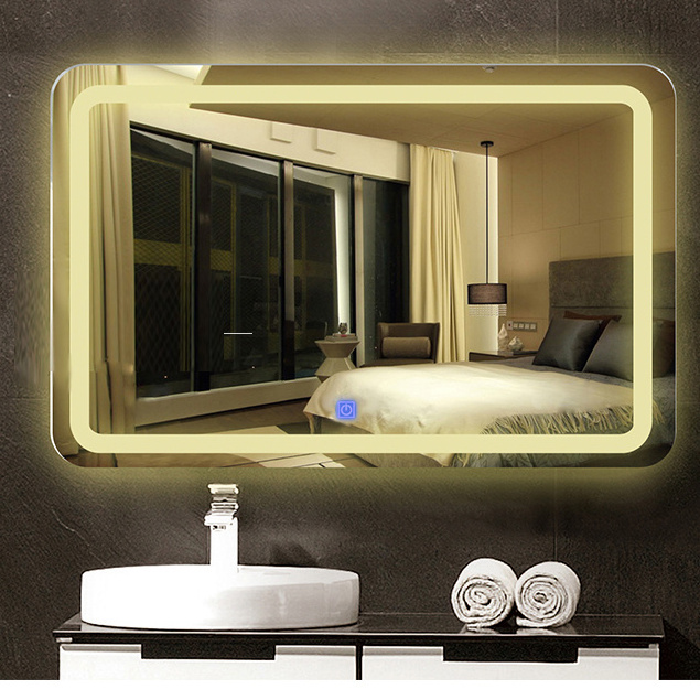 Sensor touch battery led light bathroom mirror