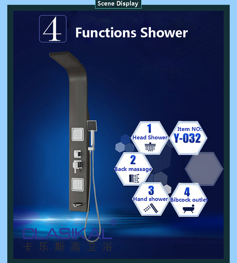 China supplier bathroom massage black shower column