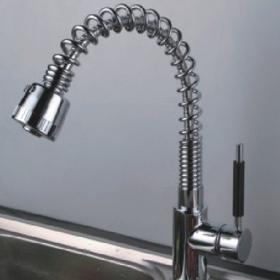 Three ways water out spring pull out kitchen faucet bronze