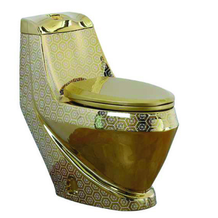 Diamond square design golden color ceramic bathroom water saving  water closet diamond golden toilet