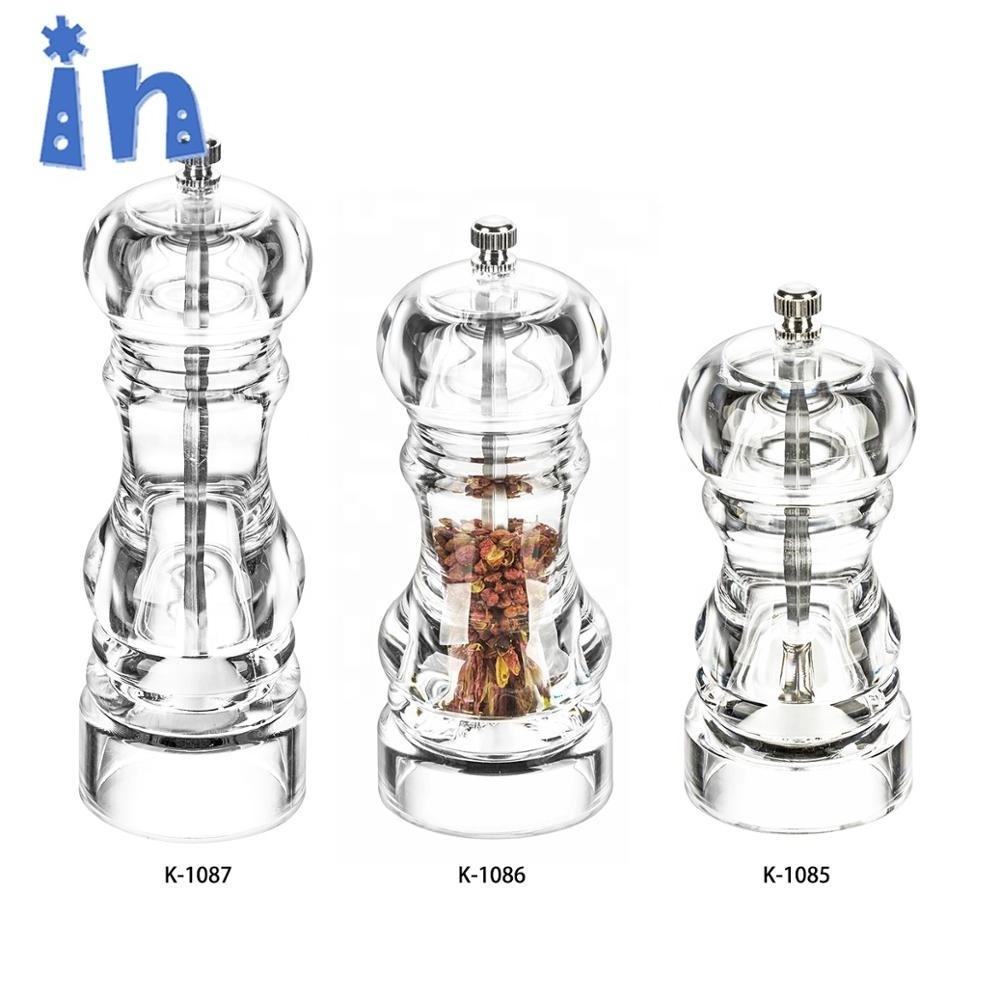 Hot Selling Kitchen Items Transparent Acrylic Grain Mill Grinder Pepper And Salt Grinder