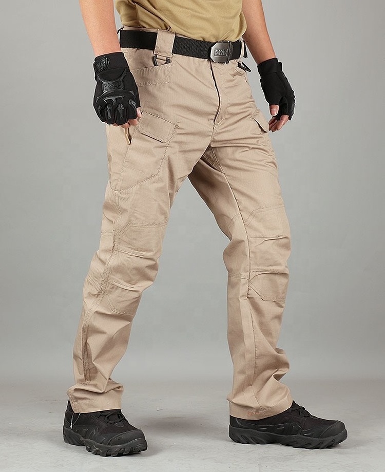 Rip Stop Men's Tactical Cargo Pants High Quality Waterproof Hiking Multi Functional Pockets Security Work Pants Trousers