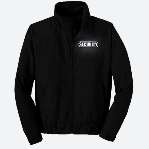 Security Guard Charger black Jacket With Reflective Logo 100% polyester lightweight fleece body lining Officer Uniform