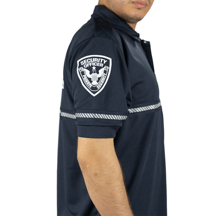 First Classic Security Polo Shirt Patch Bike Patrol T Shirt Custom Printing Tactical Polo Shirts With Reflective Hash Stripes