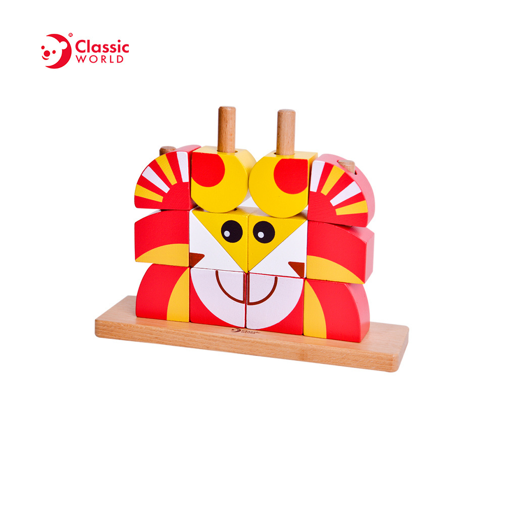 Factory Direct Sales Children Educational 2020 Wooden Lion Uni Blocks Toys