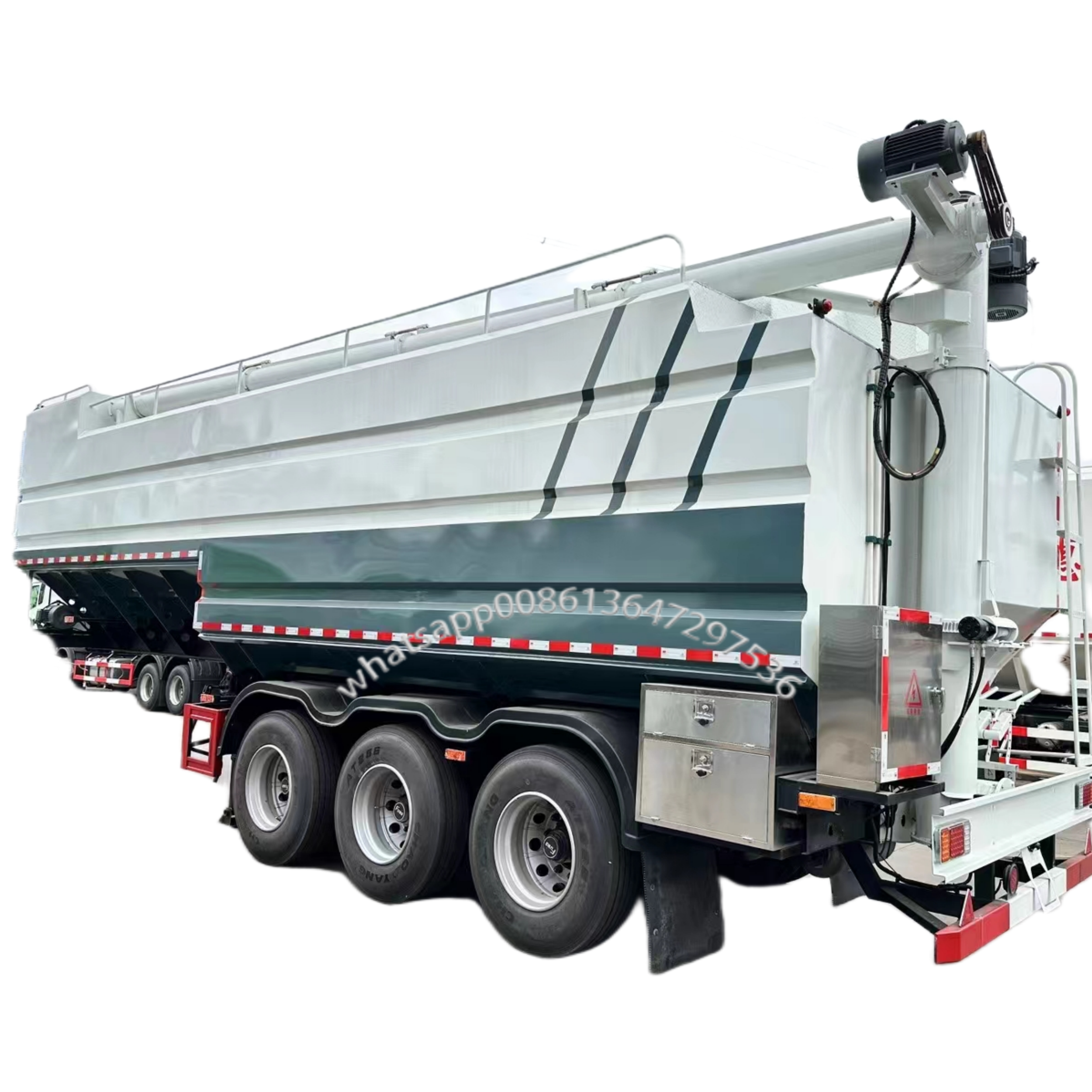 3 axle 28cbm Food Particles Powder Transport Hydraulic Driving Bulk Delivery full transport feed semi trailer