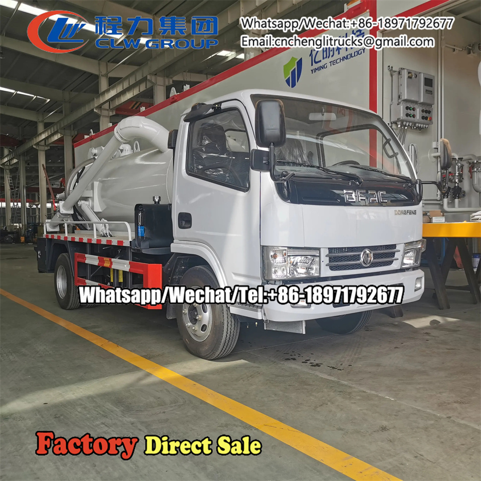 China Dongfeng small sewer suction cleaning truck 4x2 4000L Sewage Vacuum Truck for sale