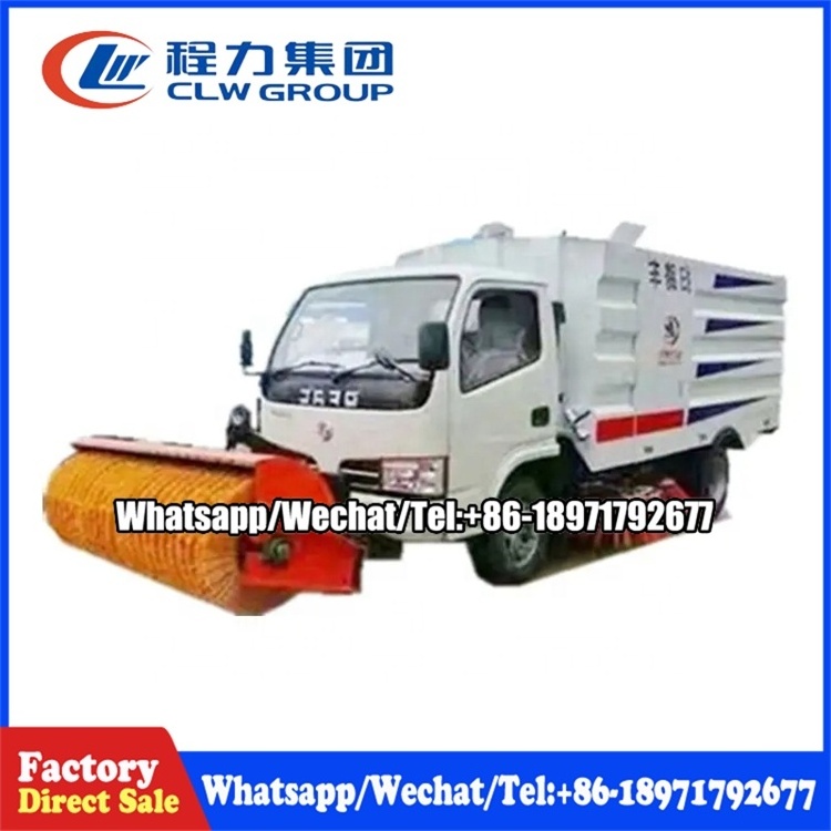 Low price Dongfeng dfac 5.5m3 Road Sweeper Cleaning Truck With Snow Shoveling And Snow Rolling