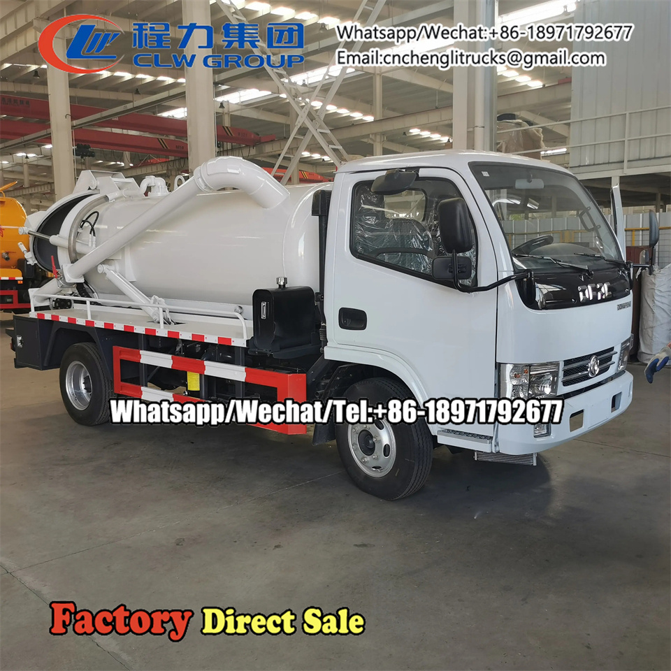 China Dongfeng small sewer suction cleaning truck 4x2 4000L Sewage Vacuum Truck for sale