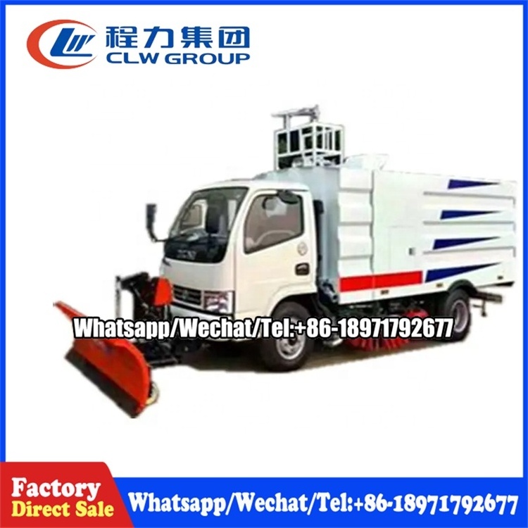 Low price Dongfeng dfac 5.5m3 Road Sweeper Cleaning Truck With Snow Shoveling And Snow Rolling