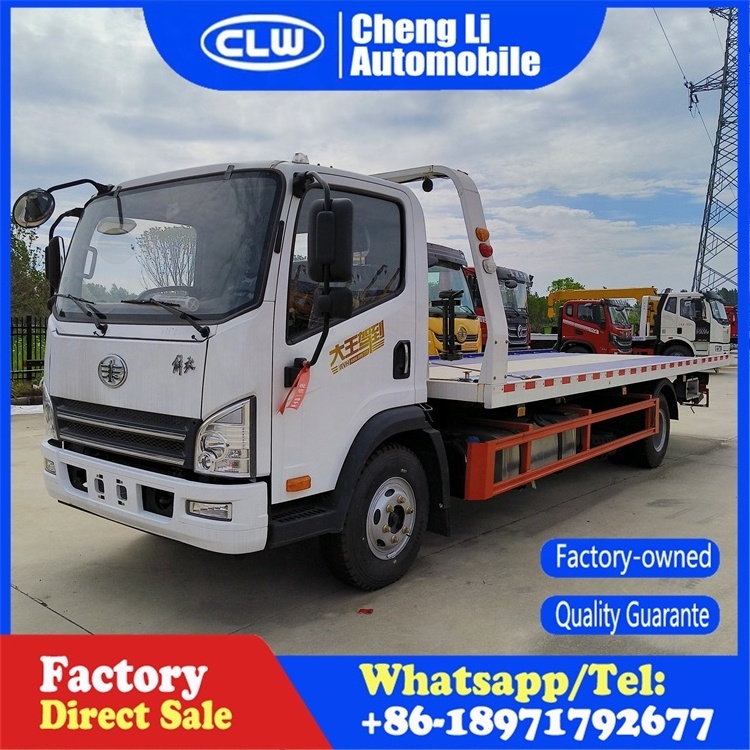 China brand flatbed Wreker Truck Tow Truck 4x2 Faw 360 degree flatbed wrecker towing truck for sale