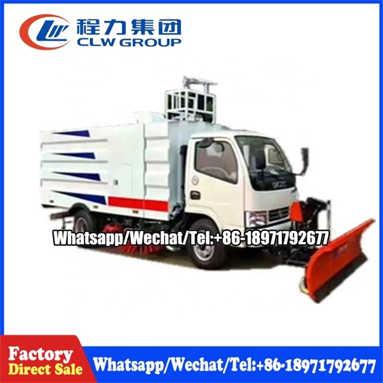 Low price Dongfeng dfac 5.5m3 Road Sweeper Cleaning Truck With Snow Shoveling And Snow Rolling