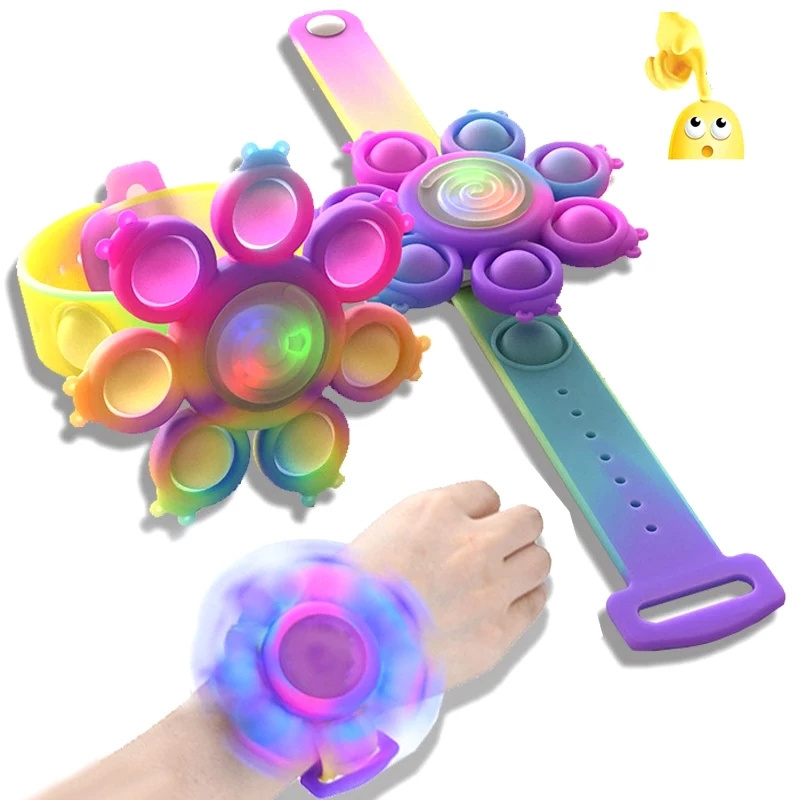 Octopus Spinning Pop Fidget Spinner Figet Toys Anti Stress Pops Wristband Bracelet Kawaii Push Bubble Kids Christmas Gifts