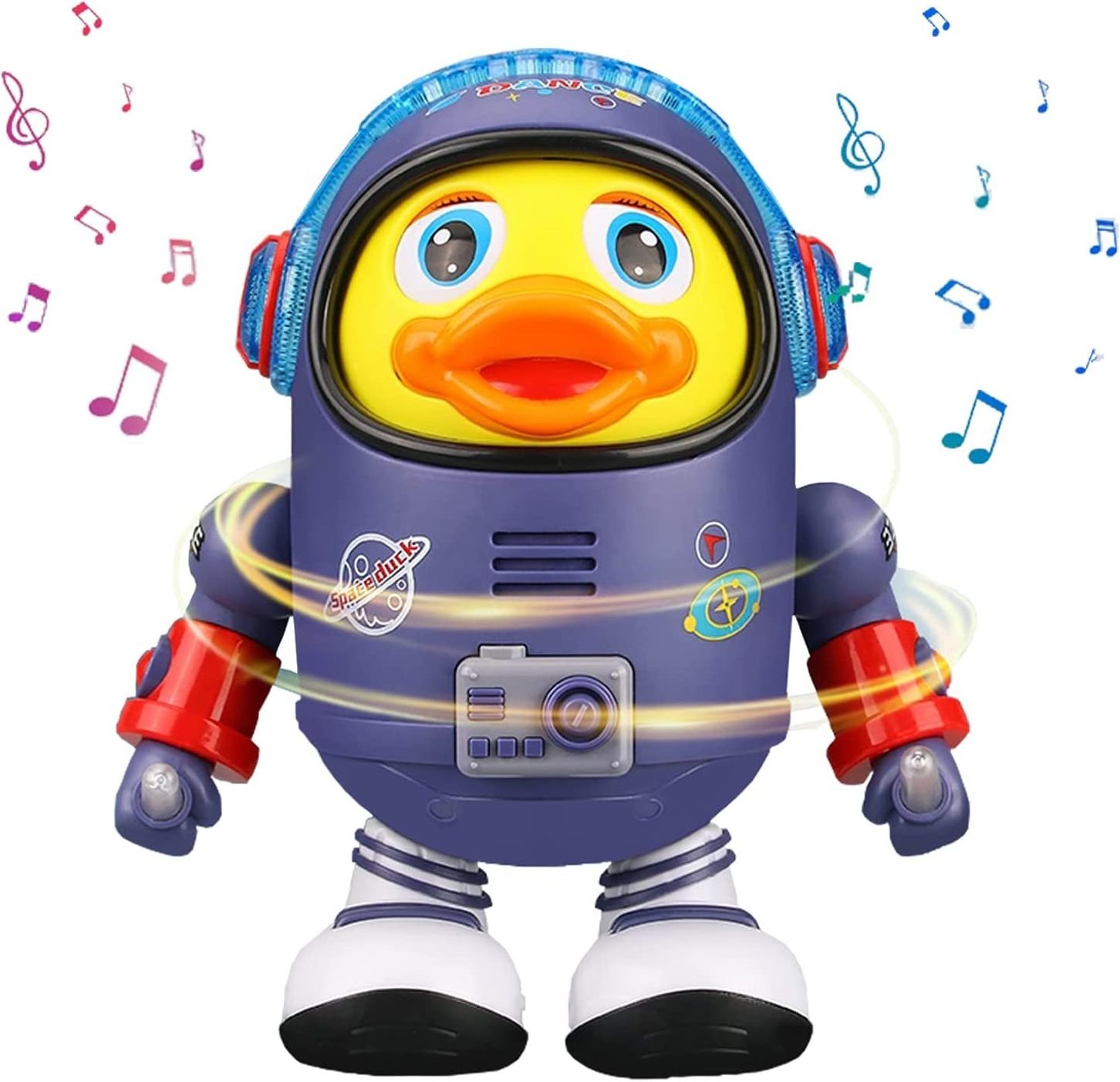 Space Duck Dancing Toy New Cartoon Space Swinging Colorful Light Music Ducks Animal Electric Dancing Walking Yellow Duck