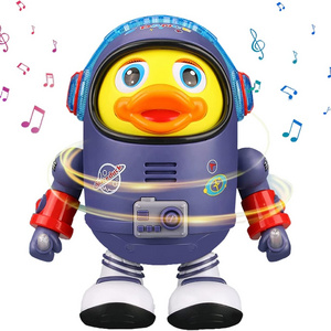 Space Duck Dancing Toy New Cartoon Space Swinging Colorful Light Music Ducks Animal Electric Dancing Walking Yellow Duck