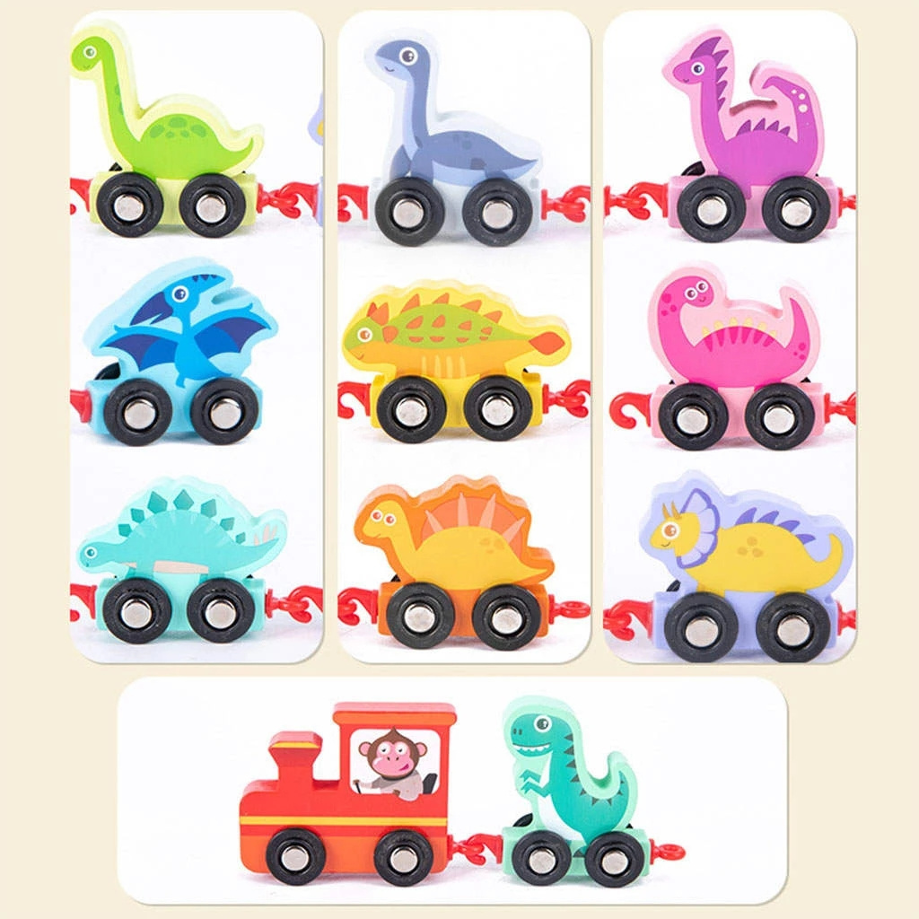 Children Educational Play DIY Train Railway Track 11Pcs Wooden Train Set For Kids Building Block Digital Toy