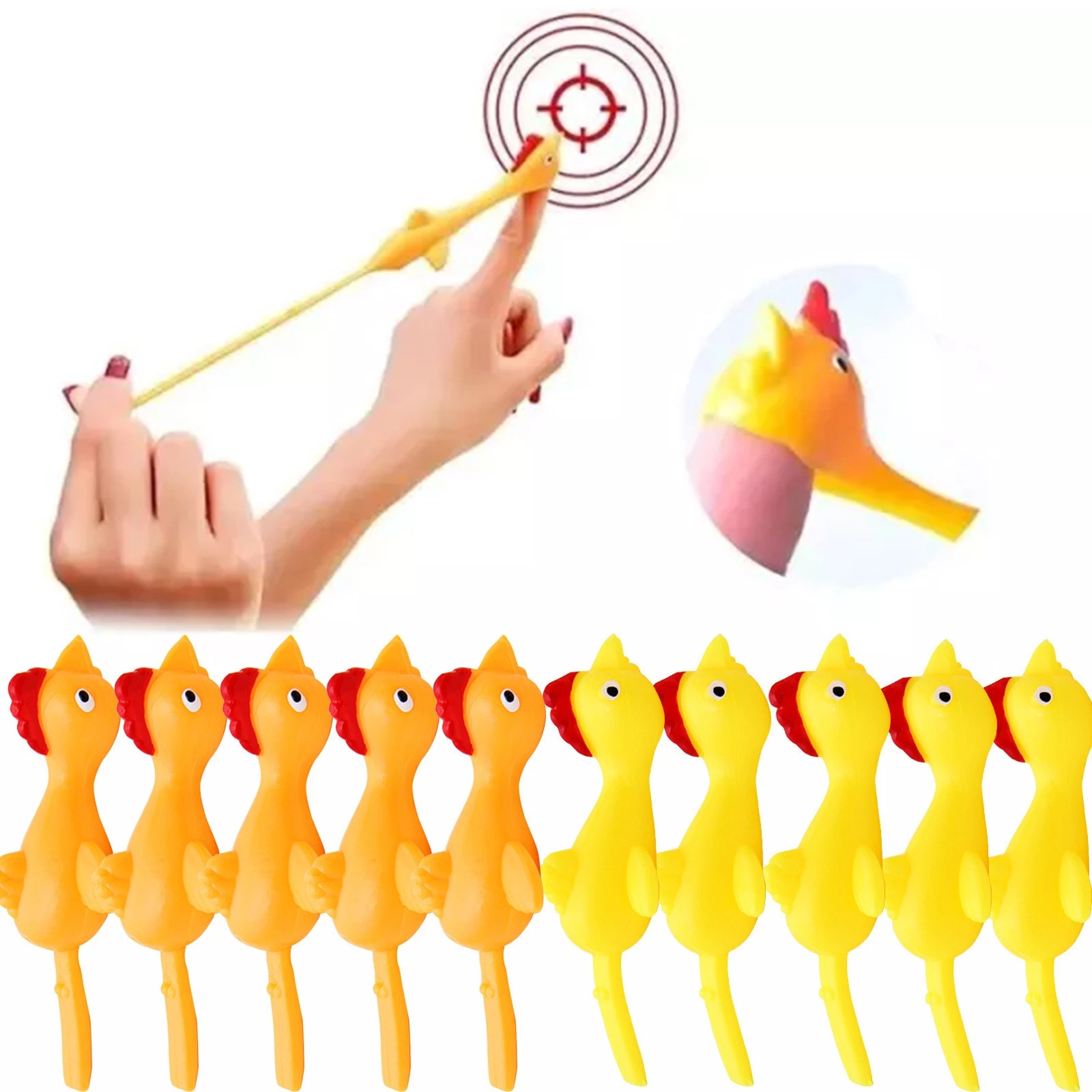 Novelty Catapulted Ejection Chicken Toy Light Rubber Finger Prank Flying Toy slingshot chicken finger toys Turkey Sticky