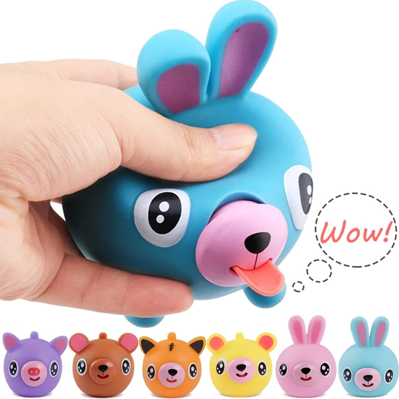 2022 Soft Rebound Toy Slow Rising Funny Talking Animal Pinch Press Ball Tongue Out Stress Reliever Toys for Kids Adult Baby Toy