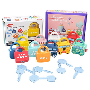 Kids Learning Lock Alphabet Car Lock with Number Key Matching Montessori Educational Toys Kid Word Cognition Math Toy