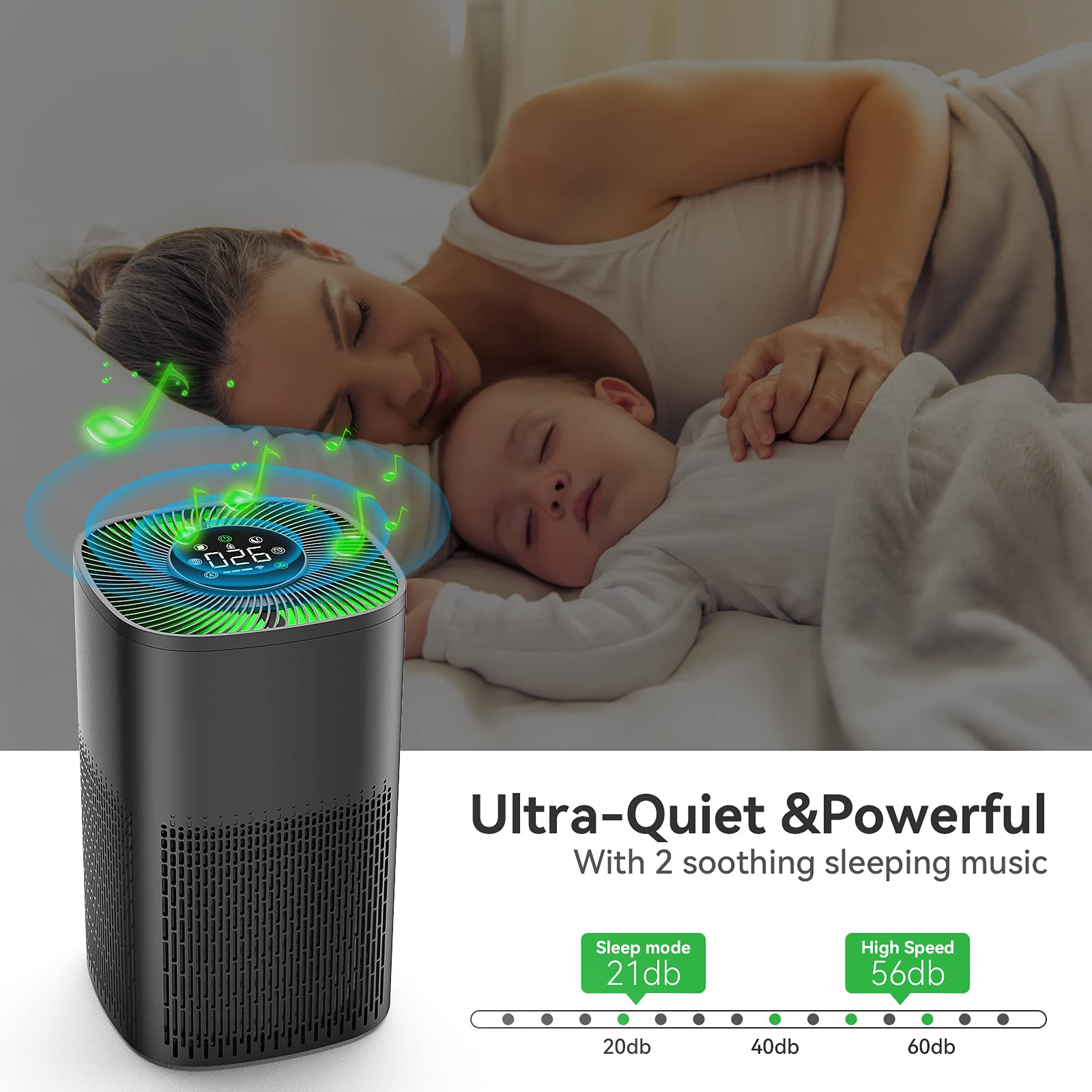 Low Noise Portable Air Purifiers Baby Use White Noise Air Purifier