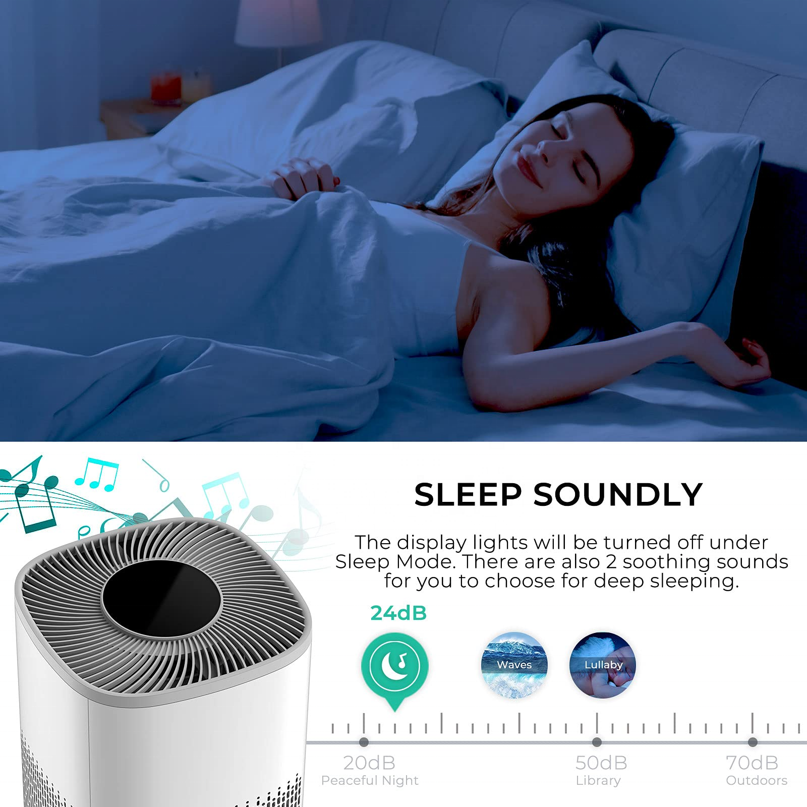 New Design OEM Customized Logo Powerful Portable Air Purifier No Noise Sleep Mode WIFI Air Cleaner Home