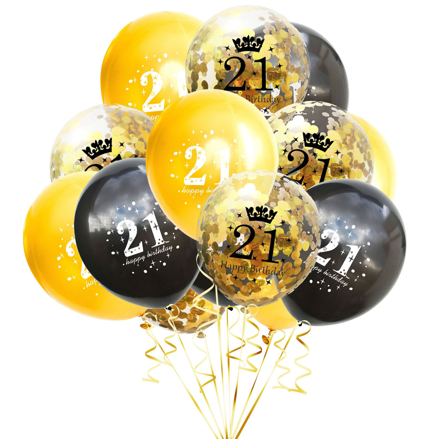 15 Pcs Birthday Party Confetti Balloons Latex Balloon Printed with Happy Birthday and Number of 18 30 40 50 60 80