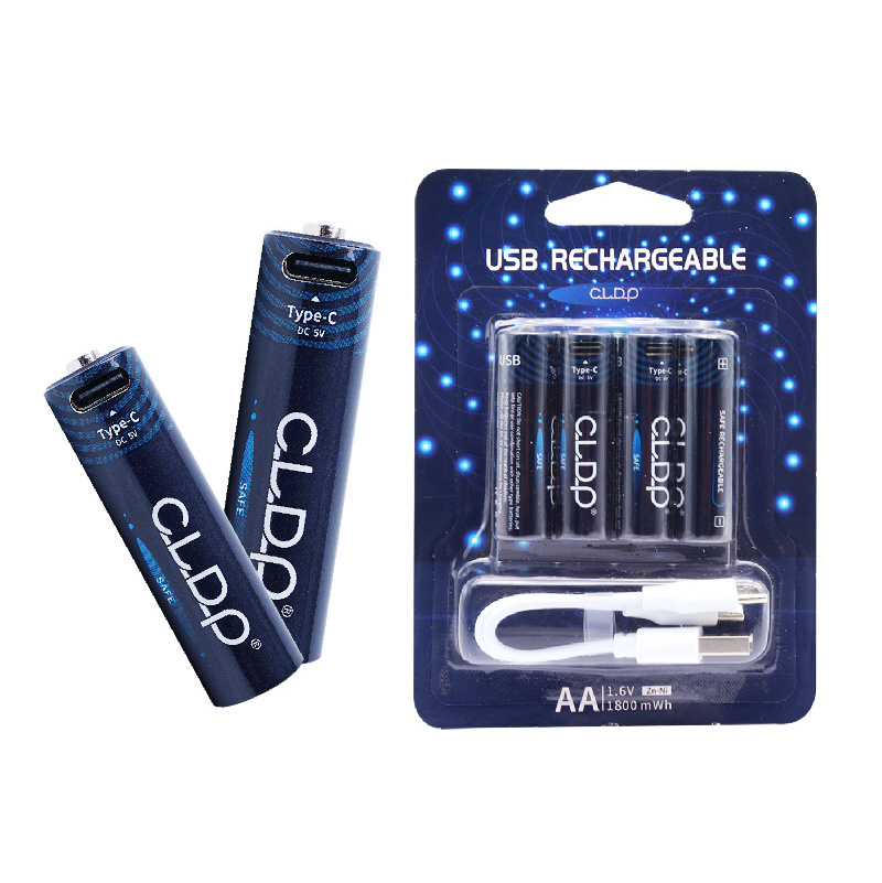 Logo Print Zinc-Nickel 1.5v AAA USB Rechargeable Charging Battery 1.6v Double A Type-c Port aa usb rechargeable batteries