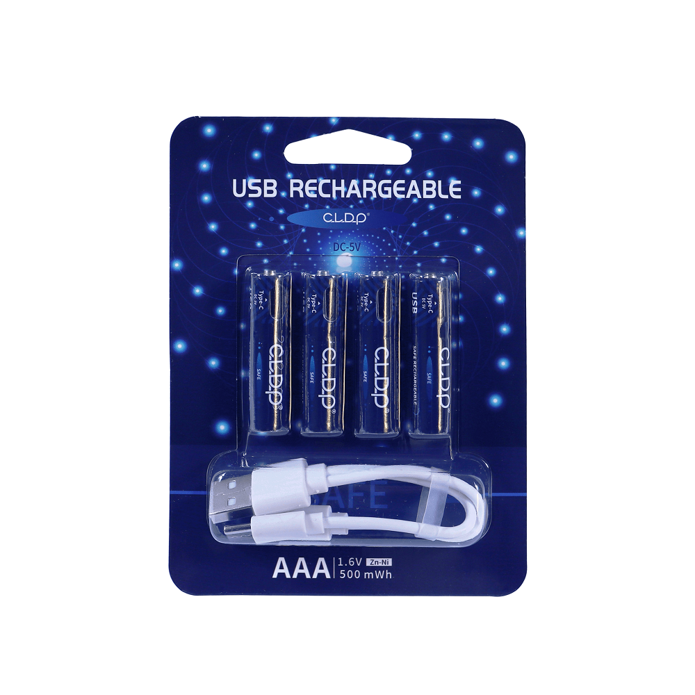 Logo Print Zinc-Nickel 1.5v AAA USB Rechargeable Charging Battery 1.6v Double A Type-c Port aa usb rechargeable batteries