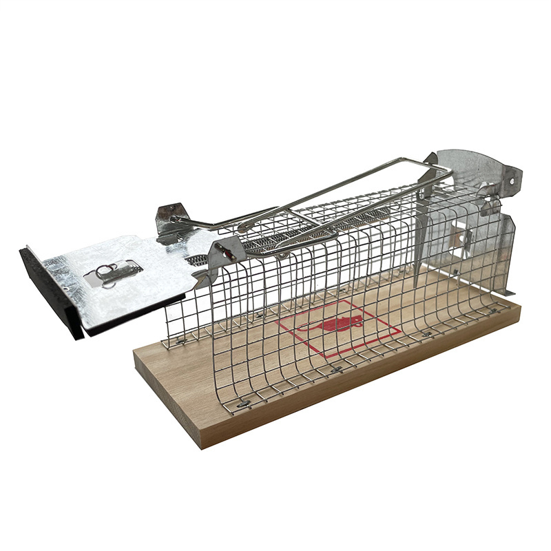 Small Reusable Humane Animal Hunting Trap Wooden Base Wire Mesh Mouse Rat Trap Cage