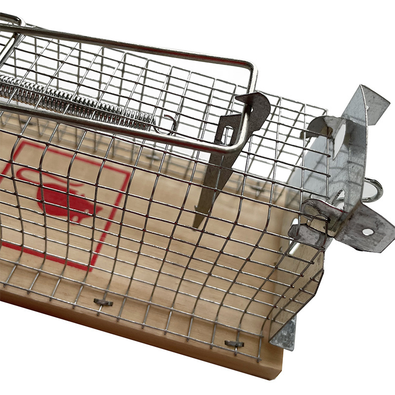 Small Reusable Humane Animal Hunting Trap Wooden Base Wire Mesh Mouse Rat Trap Cage