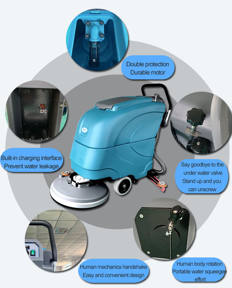 Supermarket tile floor cleaning machine electric hand held dual-brush floor scrubber