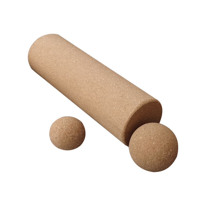 wholesale custom logo Eco-friendly 100% natural fascia exercise massage natural wood yoga cork peanut ball