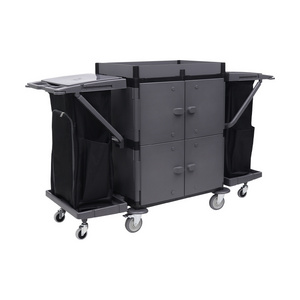 IPC member factory janitorial supplies hotel housekeeping service trolley cleaning cart with lockable cabinet