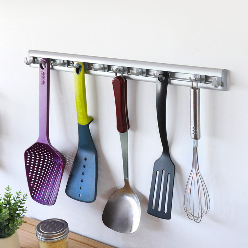 New Design Household Magic Plastic Long Hook Cloths Storage Wall Mounted Movable Kitchen Towels Hook