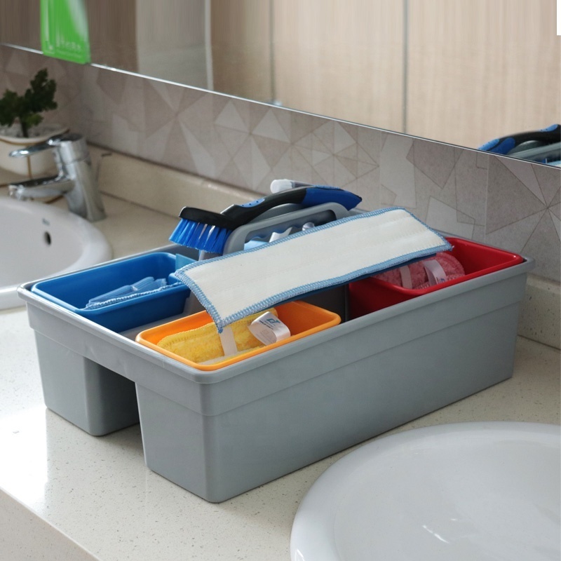 Special Design 12 in 1 Cleaning Tools Set with Plastic Caddy Tray Daily Household Cleaning Caddy Kit