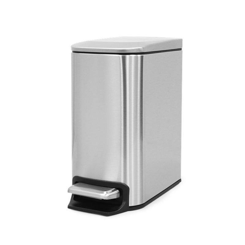 Office foot pedal trash can with lid compact stainless steel trash bin for toilet