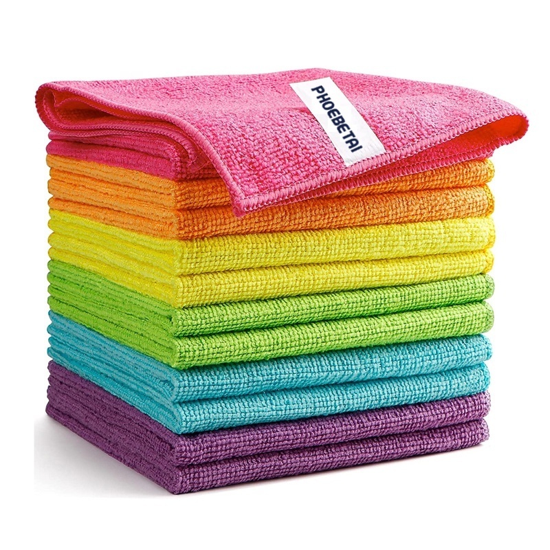 Super microfibre cleaning towel custom logo micro fiber cloth in bulk