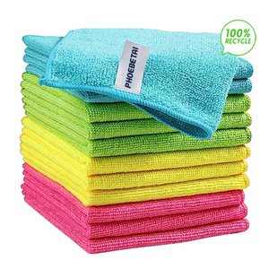 Super microfibre cleaning towel custom logo micro fiber cloth in bulk