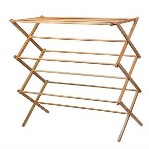 Tall Indoor Folding Bamboo Clothes Drying Rack Holder Laundry and Hang Clothes Towel Collapsible for Bathroom Bedroom