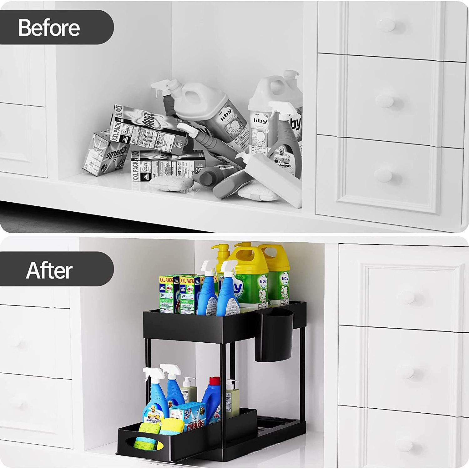 Quality Plastic Household Bathroom & Kitchen Storage Racks Under The Sink Organizer Cabinet Drawer Organizer