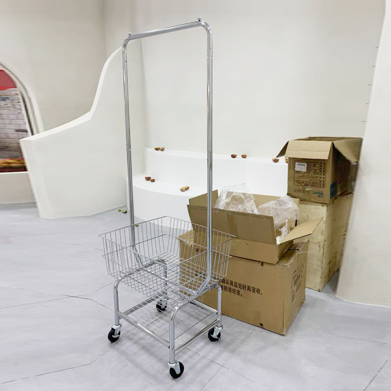 Launromat hotel laundry trolley hospital/laundry Rolling Laundry Cart with Hanging Bar