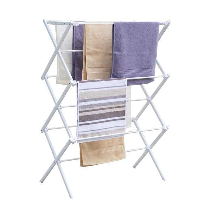 Foldable Metal DIY Laundry Clothes Drying Rack Indoor Outdoor Portable Collapsible Drying Cloth Hanger for Camping Hiking