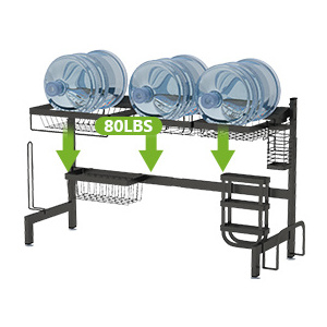 2 tier Hot Selling flip cover dish drying rack over the sink multifunction dish drainer rack storage holders