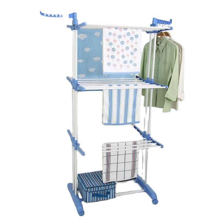 Tripod Clothes Lingerie Drying Rack Foldable Rail Clothes Horse Stainless Steel Laundry Garment Dryer Stand with Two Wing